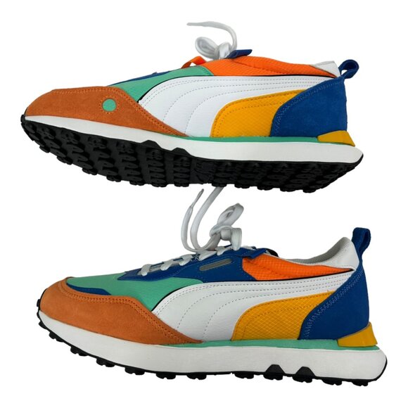 PUMA Men's Rider FV Future Vintage Shoes 387672 01 Size 11.5 New Green Orange - Picture 2 of 7